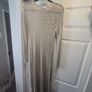 Zara Metallic Gold Long Sleeve Dress